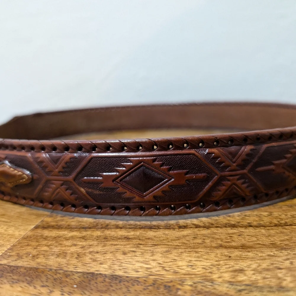 Tony Lama Belt‎ Tooled Brown Leather 76706 women size 36